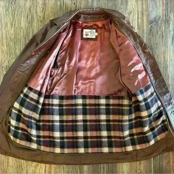 Vintage Sears The Leather Shop Brown Leather Jacket Mens Size 42 X-Tall Zip Out - Picture 3 of 14